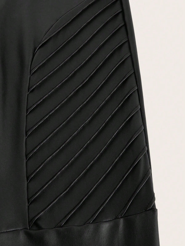 Clasi Pantalones PU De Cintura Alta Y Ajustados Para Mujer