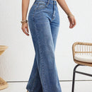 X SAMADHI  VCAY Jeans casuales de pierna recta para mujer con cintura alta y ajuste holgado lavado