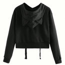 Ezwear sudadera corta con capucha unicolor para mujer
