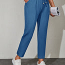 Pantalones de cintura con cordon con bolsillo oblicuo