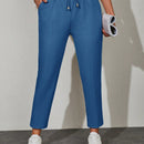 Pantalones de cintura con cordon con bolsillo oblicuo