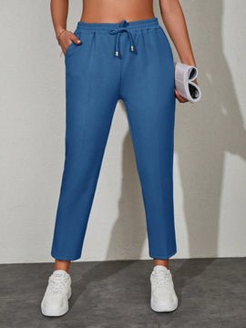 Pantalones de cintura con cordon con bolsillo oblicuo