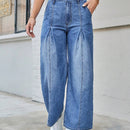 Essnce Pantalones de mezclilla para mujeres de moda y casuales de pierna ancha colgantes