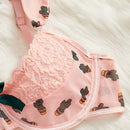 Conjunto De Sujetador Y Tanga Para Mujer Con Encaje Y Malla Y Con Aros