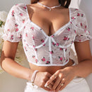 Sujetador Para Mujer Con Encaje Floral Impreso Y Varilla