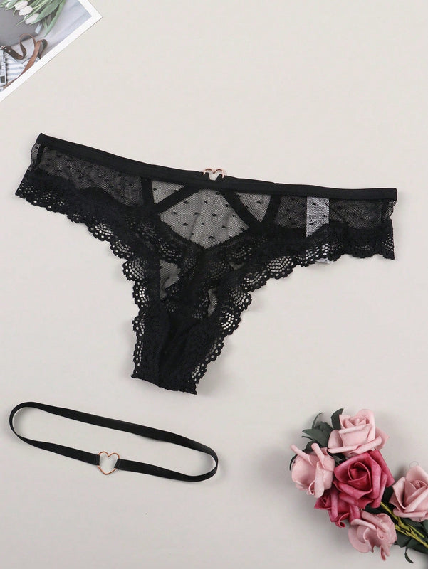 Conjunto de panty de tanga floral adornado de encaje sexy para mujer con ligas en muslos