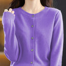 Essnce cardigan suelto y casual de mujer de un solo abotonado, de color liso, manga larga, para otono/invierno