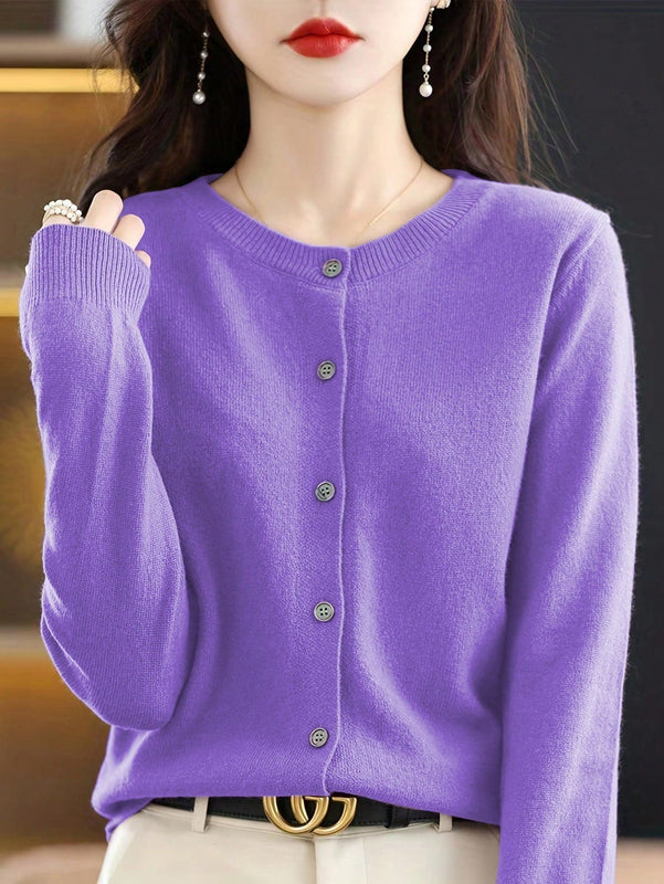 Essnce cardigan suelto y casual de mujer de un solo abotonado, de color liso, manga larga, para otono/invierno
