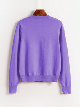 Essnce cardigan suelto y casual de mujer de un solo abotonado, de color liso, manga larga, para otono/invierno