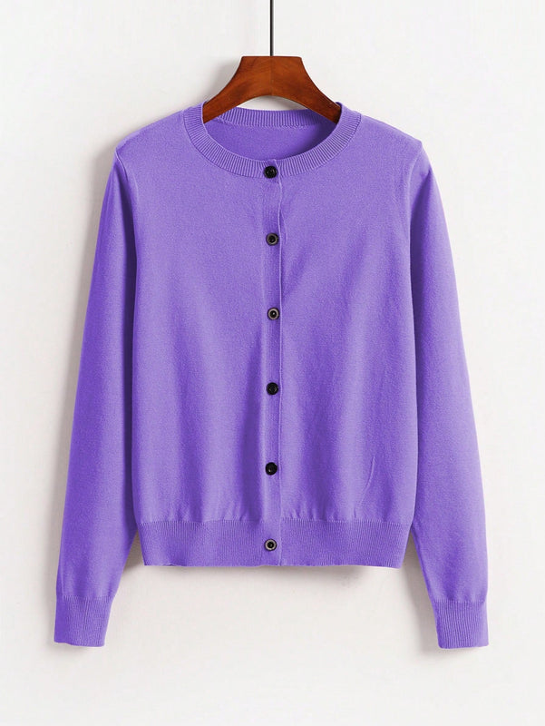 Essnce cardigan suelto y casual de mujer de un solo abotonado, de color liso, manga larga, para otono/invierno