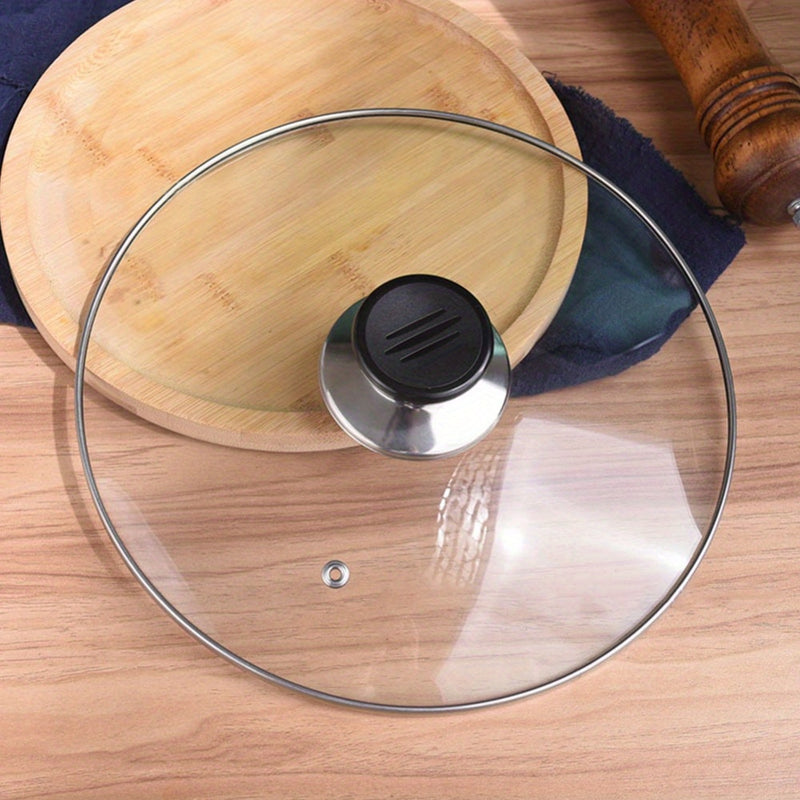 5 piezas de tapas de olla de acero inoxidable con asas antideslizantes - Cabezas de tapas de olla de vidrio universal, accesorios de cocina, resistentes al calor, tapas de cocina antideslizantes|Asas de acero inoxidable|Utensilios de cocina duraderos