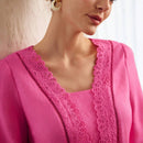 MOTF PREMIUM BLUSA DE MANGA ACAMPANADA CON PANEL SOLIDO Y DETALLES DE ENCAJE