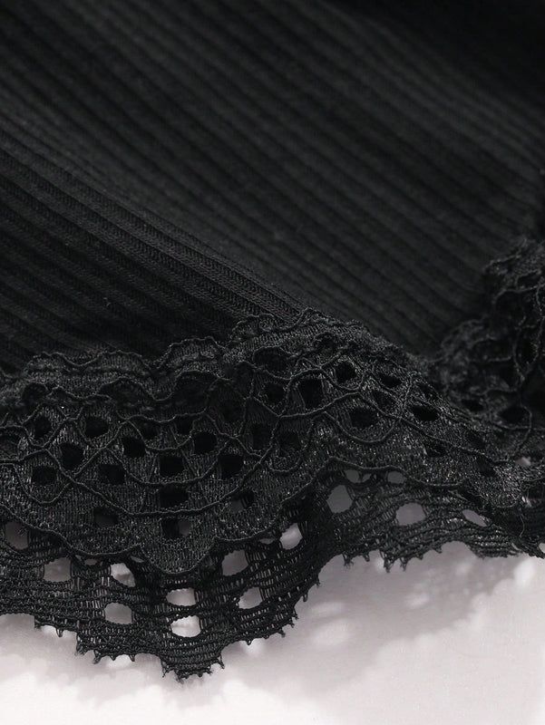 DAZY Pantalones cortos ligeros tejidos con encaje y seguridad para mujer