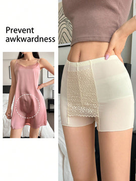 DAZY Shorts de seguridad anti-vaciamiento con area triangular de encaje patchwork