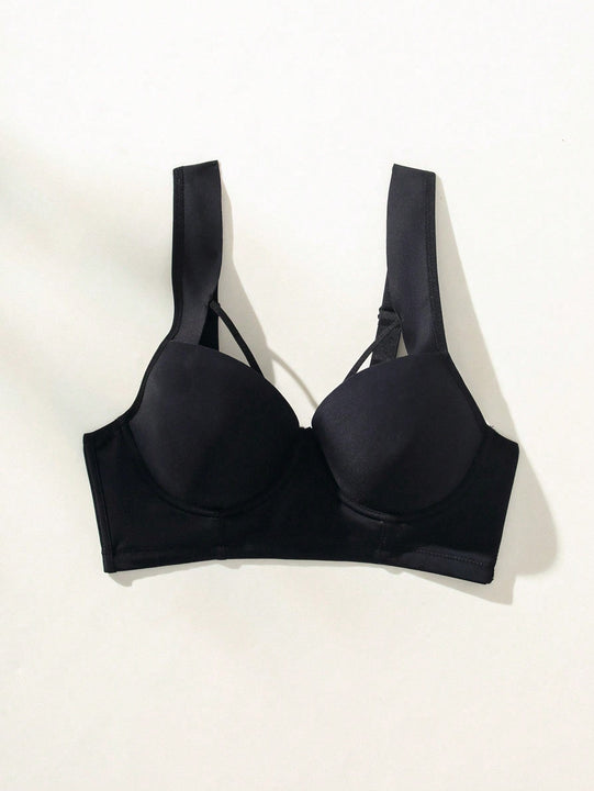 1 pieza Sujetador con correas anchas y push up para mujer