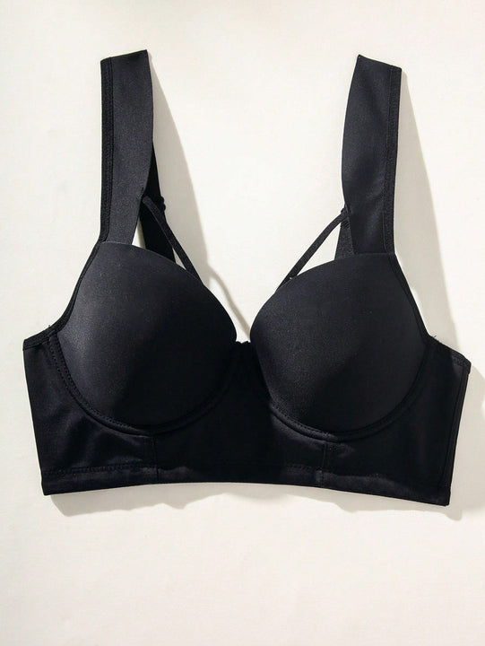 1 pieza Sujetador con correas anchas y push up para mujer
