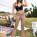 Essnce Pantalones Acampanados Plisados Casuales Para Damas Que Van A Acampar