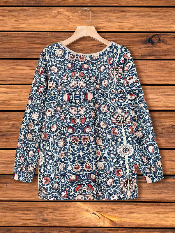 EMERY ROSE Camisa Estampada Con Botones Para Mujer, Perfecta Para El Verano