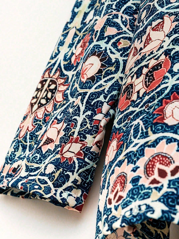 EMERY ROSE Camisa Estampada Con Botones Para Mujer, Perfecta Para El Verano