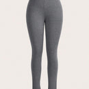 Slayr Pantalones largos informales de moda callejera para mujer con ajuste cenido, bolsillos traseros y aberturas en el dobladillo, color gris