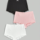 ROMWE 3 piezas de culottes tejidos para mujeres con volantes