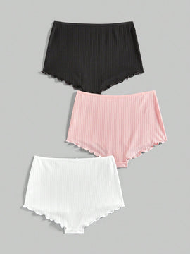 ROMWE 3 piezas de culottes tejidos para mujeres con volantes
