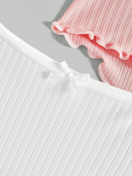ROMWE 3 piezas de culottes tejidos para mujeres con volantes