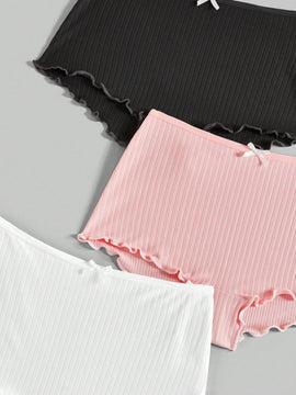 ROMWE 3 piezas de culottes tejidos para mujeres con volantes