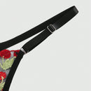 ROMWE Kawaii Conjunto de sujetador y panty de malla transparente con bordado de cerezas