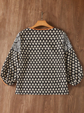 Prive Camisa casual de cuello redondo para mujeres con ribete de contraste para las vacaciones