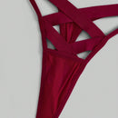 Romwe grunge punk conjunto sexy de 3 piezas con tanga de tiras vacias