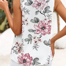 EMERY ROSE Camiseta de verano con dobladillo irregular decorado con botones plisados y estampado floral
