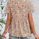 LUNE Mujeres estampado floral camiseta larga con cuello en V y cordon a la cintura, estilo vacacional de verano