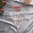 Set de 3 piezas de pantis de encaje transparente con diseno de lazo sexy para mujer