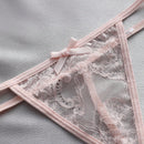 Set de 3 piezas de pantis de encaje transparente con diseno de lazo sexy para mujer