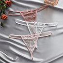 Set de 3 piezas de pantis de encaje transparente con diseno de lazo sexy para mujer