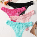 Paquete de 4 bragas sexys de encaje con espalda en T para mujeres