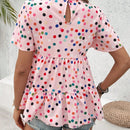 VCAY Camiseta de verano con volantes de varias capas y lunares de colores impresos