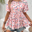VCAY Camiseta de verano con volantes de varias capas y lunares de colores impresos