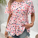 VCAY Camiseta de verano con volantes de varias capas y lunares de colores impresos