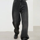 Dazy Designer Jeans de pierna recta y sueltos para mujer con diseno de lavado decorativo