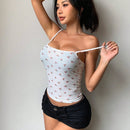 DAZY Camiseta de tirantes de mujer ajustada y estampada con cerezas para verano