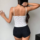 DAZY Camiseta de tirantes de mujer ajustada y estampada con cerezas para verano