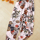 VCAY Mujeres Pantalones largos elegantes con cinturilla elastica y estampado floral para vacaciones