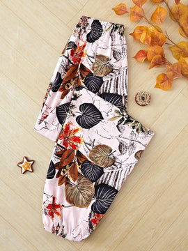 VCAY Mujeres Pantalones largos elegantes con cinturilla elastica y estampado floral para vacaciones