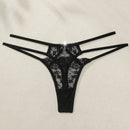 Mujeres Sexy Moda Tanga de Encaje con Diseno Metalico de Vendaje