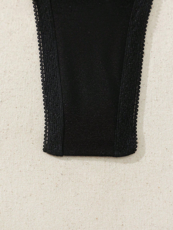 Mujeres Sexy Moda Tanga de Encaje con Diseno Metalico de Vendaje