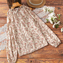 Frenchy Camisa casual de hombro abierto para mujer con mangas de linterna y estampado floral pequeno, para primavera/verano