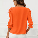 Clasi Camisa de verano elegante para mujer con mangas abullonadas y de un solo color