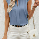 Clasi Camisa casual de verano para mujer con cuello en V y detalles de encaje